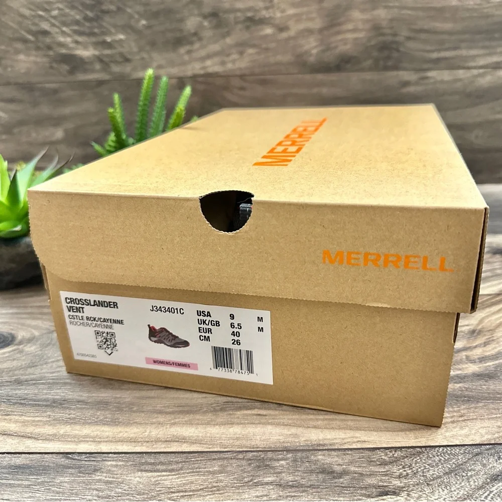 NIB Merrell Crosslander Vent Hiker Sneaker Gray Castle Rock Cayenne - Picture 12 of 15